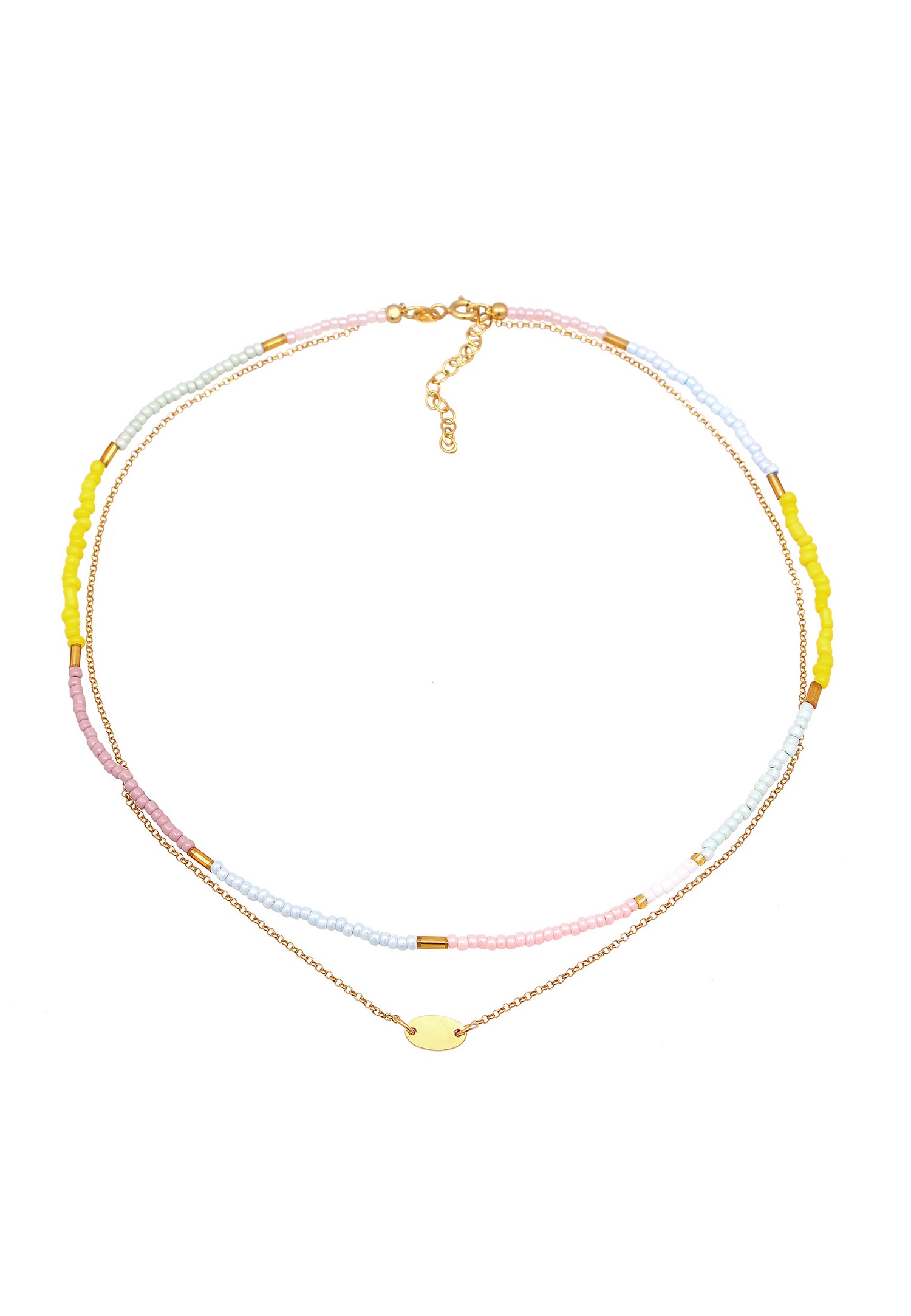 Elli Femmes choker couches perles pastel en argent sterling 925 plaqué or