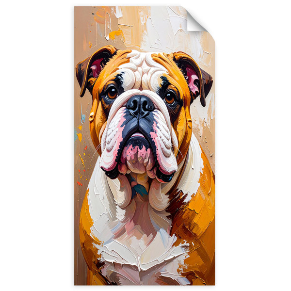 Naklejka na ścianę  Feeby Buldog Pies Zwierzę Beżowy 40x80