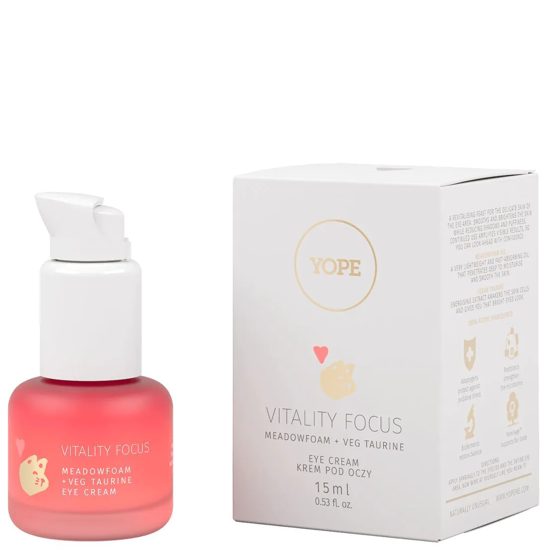 Yope Vitality Focus Krem pod oczy, Piana łąkowa + Wege tauryna