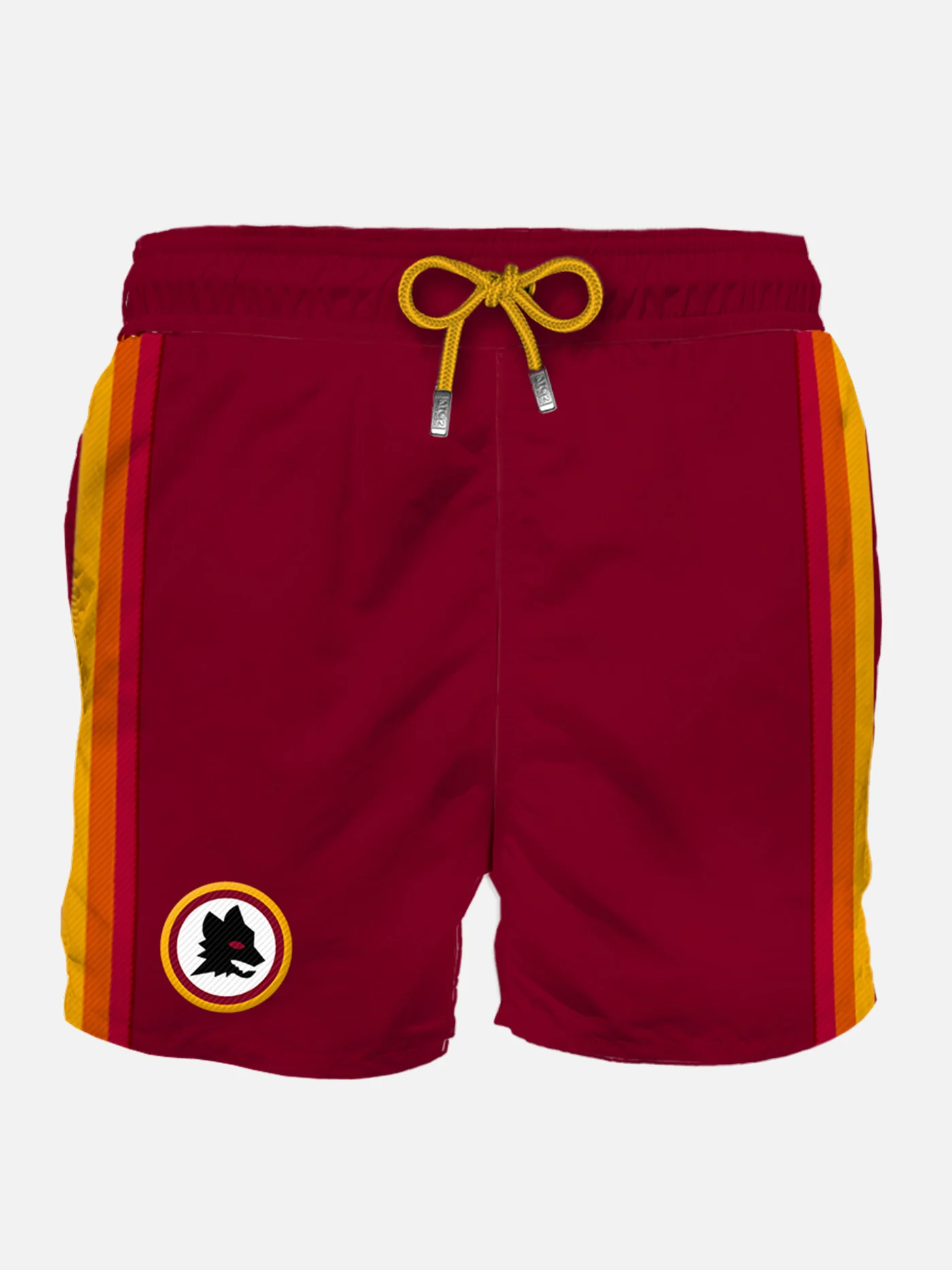 Man Classic Swim Shorts with AS Roma Special Edition Patch | Burgundy | Mid-Length | Regular Fit | Elasticated Waist & Drawstring | MC2 Saint Barth