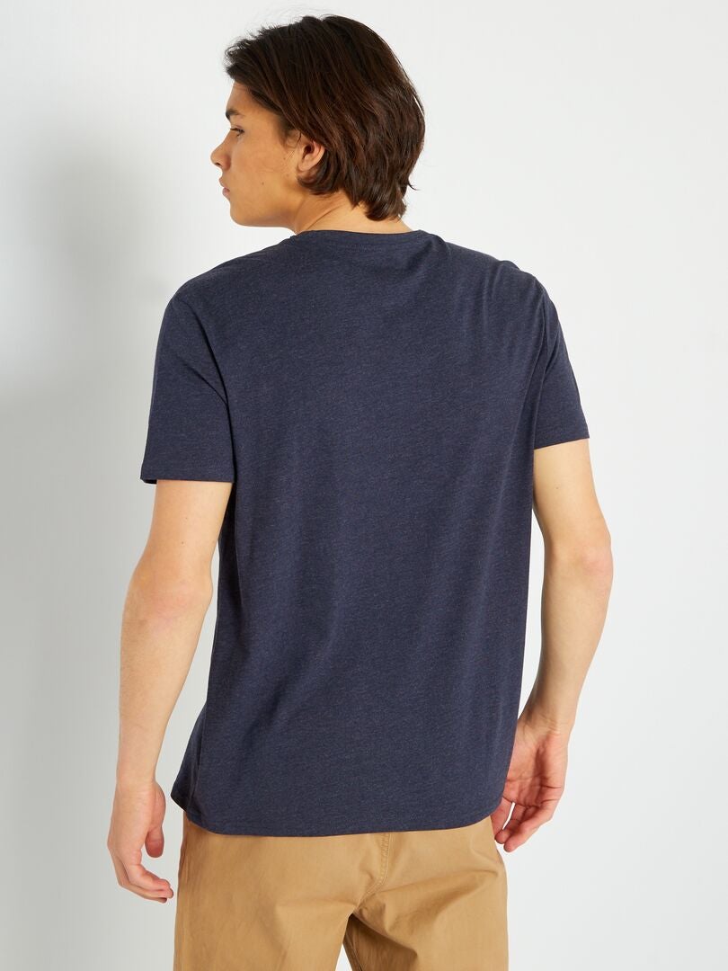 T-shirt met korte mouwen en borstzakken - BLAUW