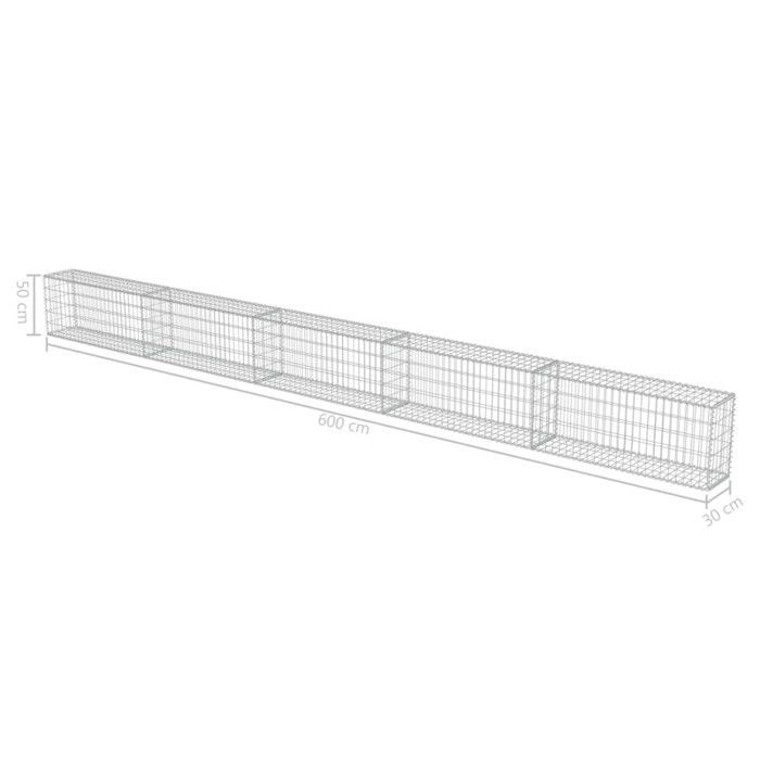 Muro de gaviones vidaXL con tapas de acero galvanizado 600x30x50 cm Terraza de jardín 143583
