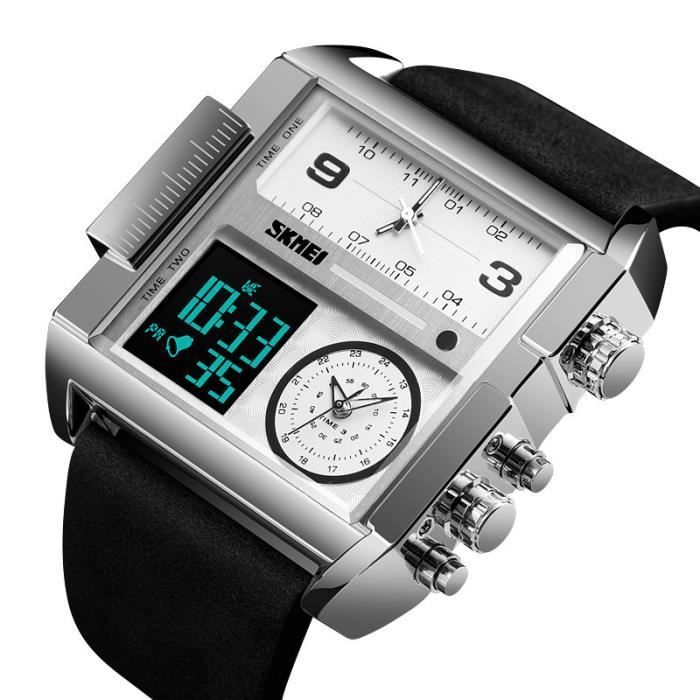Orologio da uomo SHARPHY 2019 - Tre display - Cronografo sportivo quadrato con datario e bracciale impermeabile