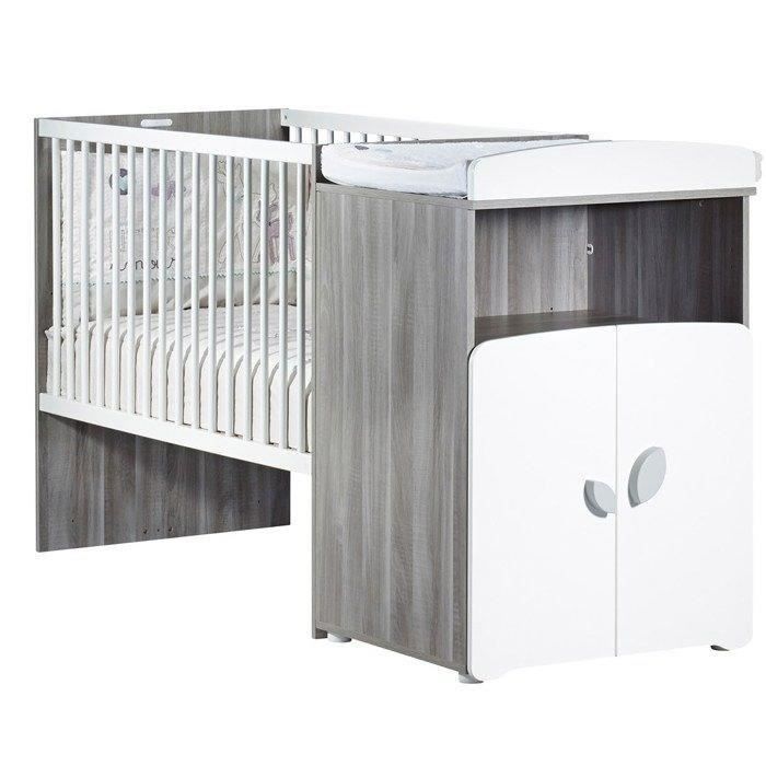 Ausziehbares Kinderbett – 120 x 60 cm – Umbaubar auf 90 x 190 cm – Babyprice Leaf – Graues Holz