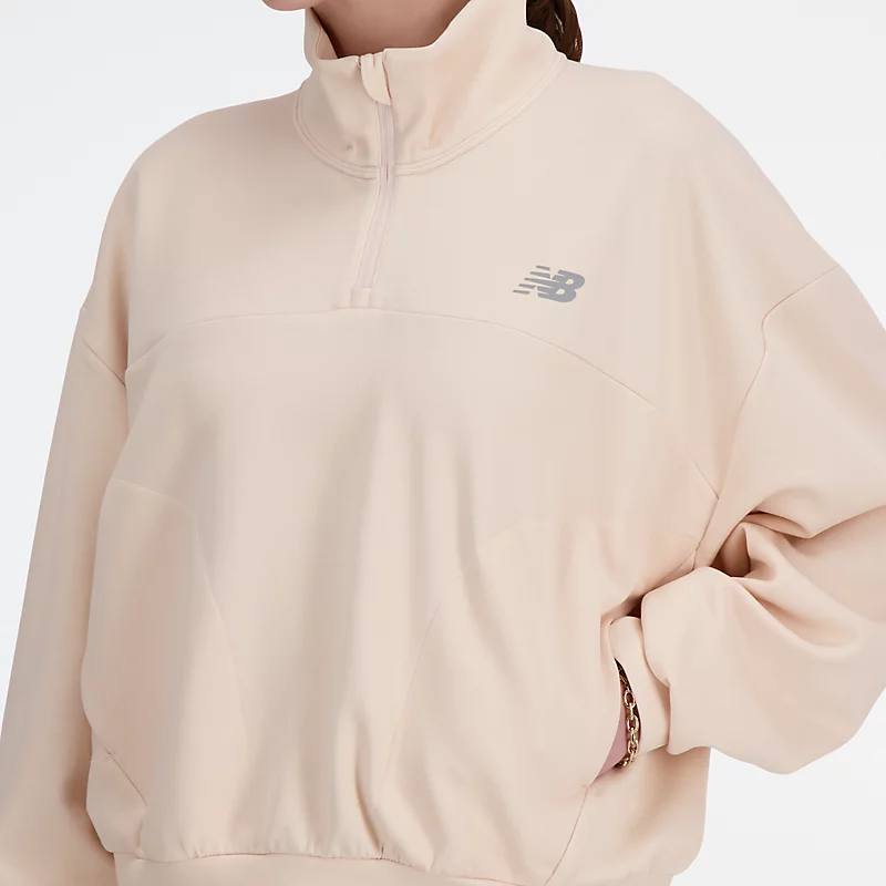 Damska dzianinowa bluza oversize z zamkiem błyskawicznym w kolorze QUARTZ PINK LYN