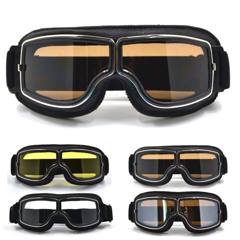 BJMOTO 2017 Retro Vintage Motorcycle Cruiser Scooter Biker Goggles For Harley Bobber Chopper Helmet