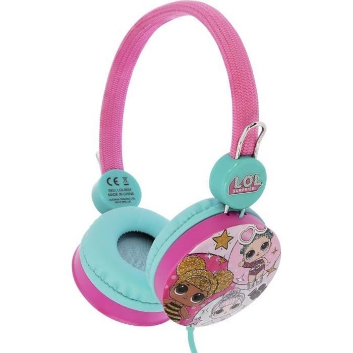 Auriculares Kidsafe LOL Surprise! para niños - Estéreo, diadema ajustable, conector de 3,5 mm - Rosa
