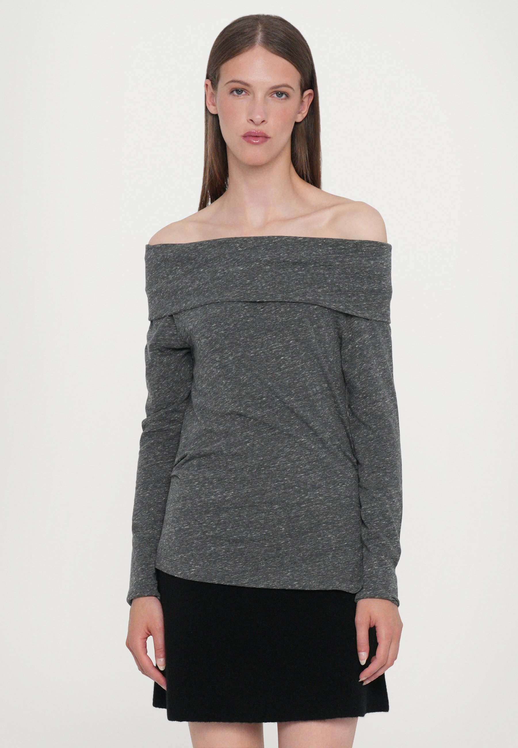 CLOSED ASYMMETRIC LONG SLEEVE - Long sleeved top - dark grey