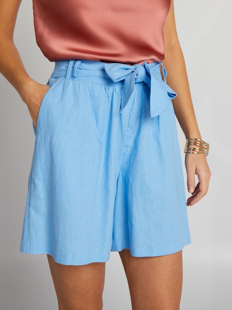 Zachte shorts met riem - BLAUW