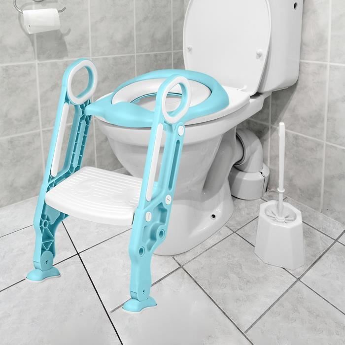 Reductor de asiento de inodoro GOLDCMN - Reductor de asiento de inodoro para bebés con reposapiés / Asiento de inodoro plegable para niños / Elevador de asiento de inodoro