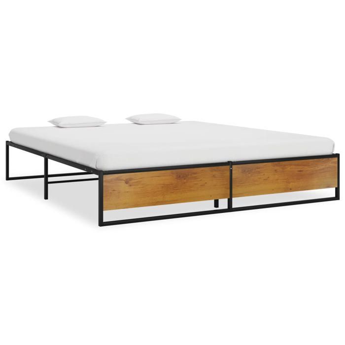 Cama de metal negra de 200 x 200 cm - Carga máxima 150 kg - Estructura de cama - Colchón no incluido - Metal negro 200x200 cm 005_562359
