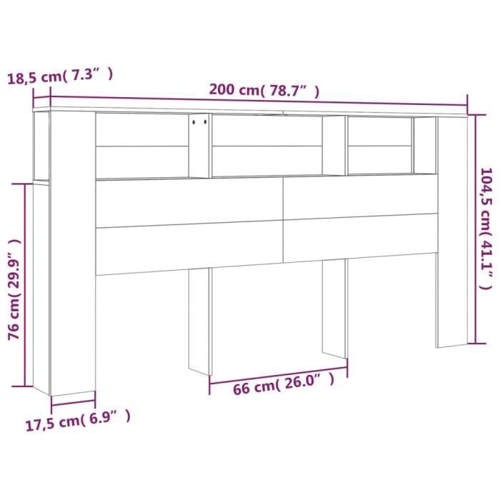 cabecero blanco vidaXL para armario 200x18,5x104,5 cm 811952