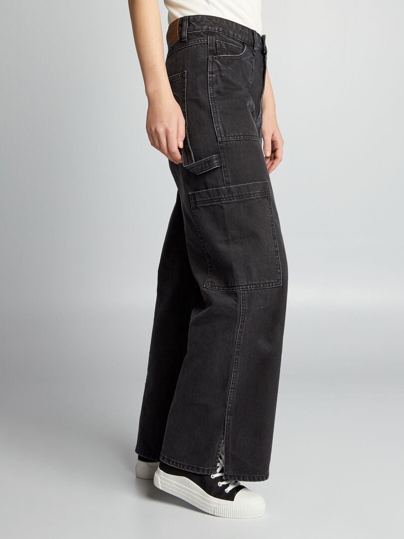 Proste jeansy multi-pocket - CZARNE