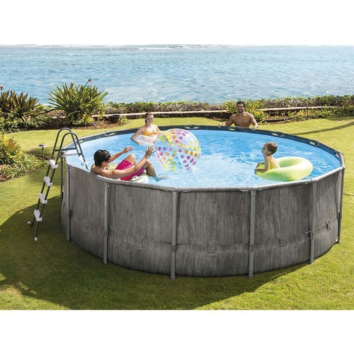 Kit piscina tubolare rotonda Intex Baltik 4,57 x 1,22 m + copertura a bolle