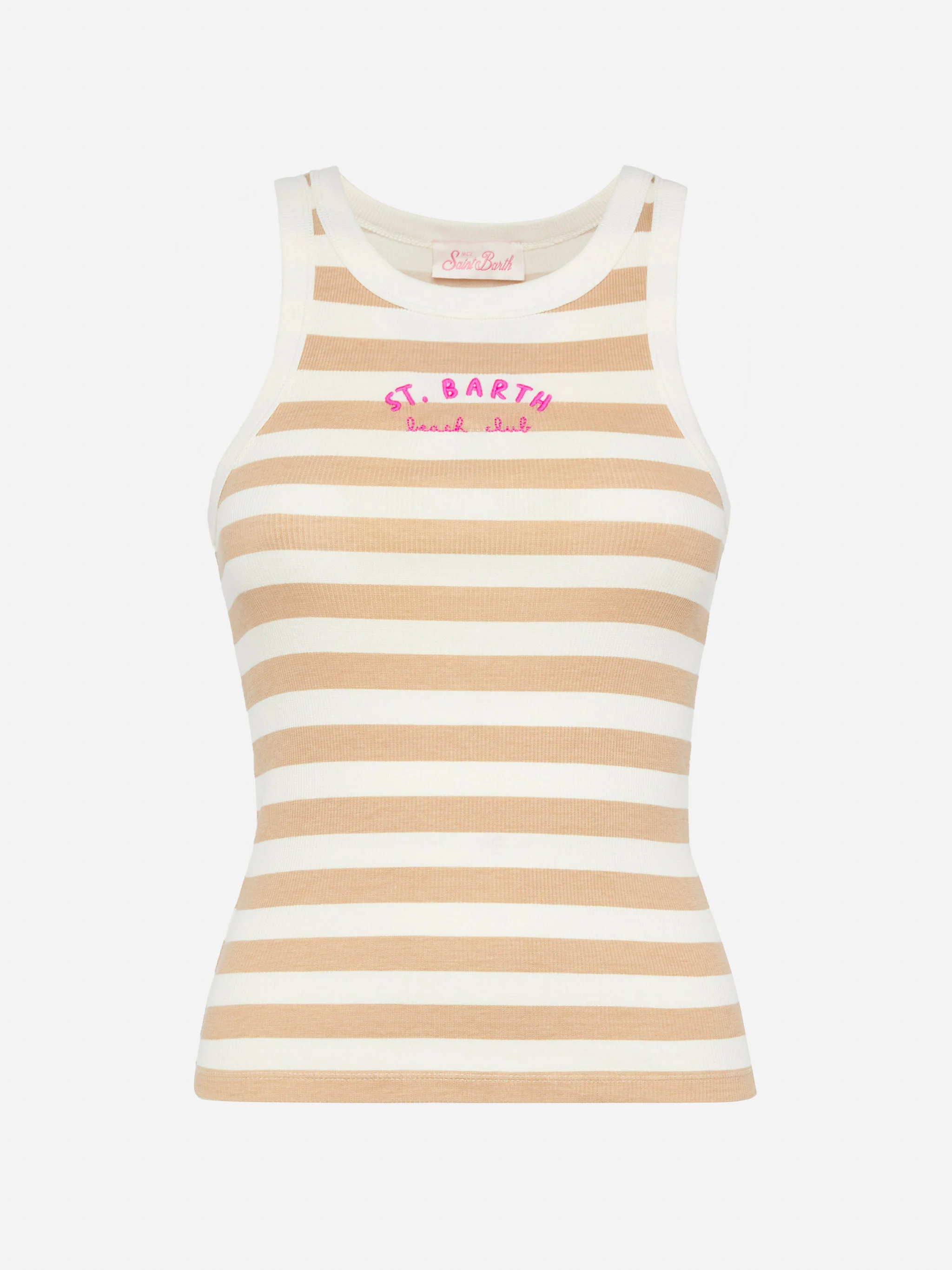 Ada beige gestreepte katoenen tanktop