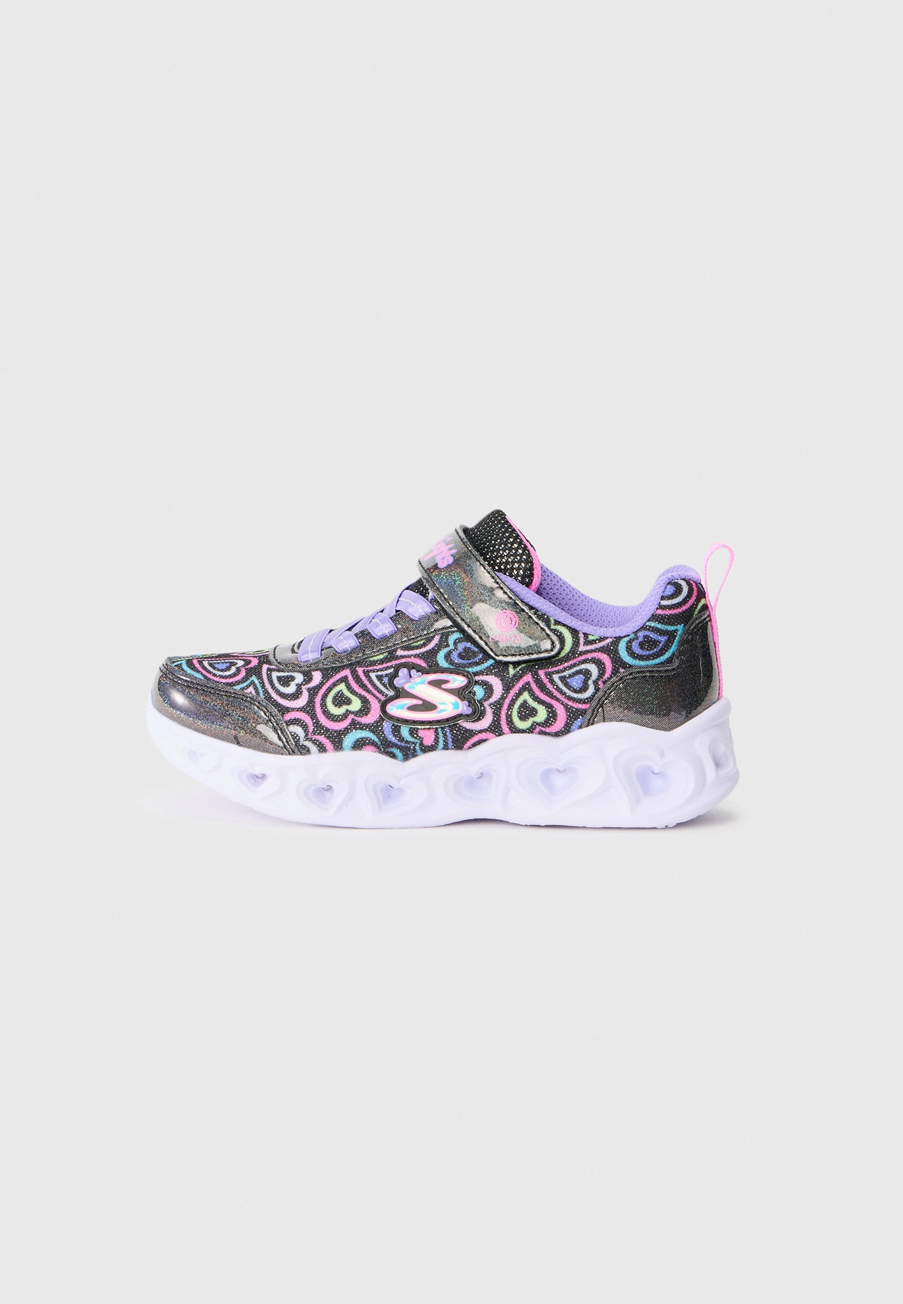 Skechers HEART LIGHTS - Sneakers - zwart met glitter/meerkleurig