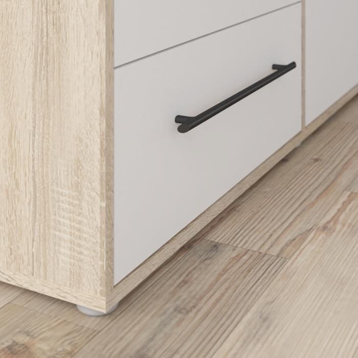 Armoire - Chêne Sonoma / Blanc mat - 4 portes battantes - L205,9 x P58,8 x H200 - MOKKARIS