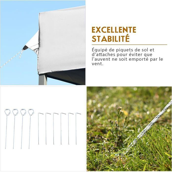 Cenador plegable para fiestas GOPLUS de 3x3 m, cenador de jardín desplegable, patas ajustables de 305/320/335 cm, con bolsa con ruedas, color blanco.
