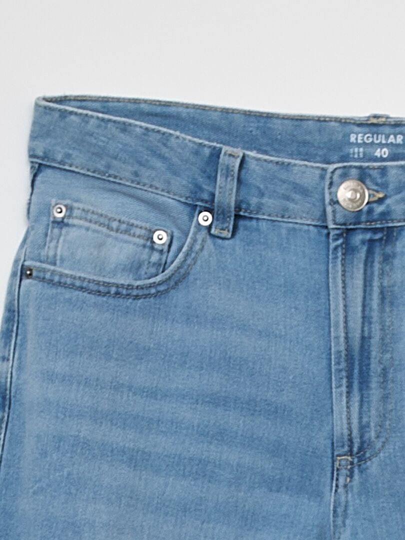 Calça jeans de corte regular com 5 bolsos - Azul jeans claro