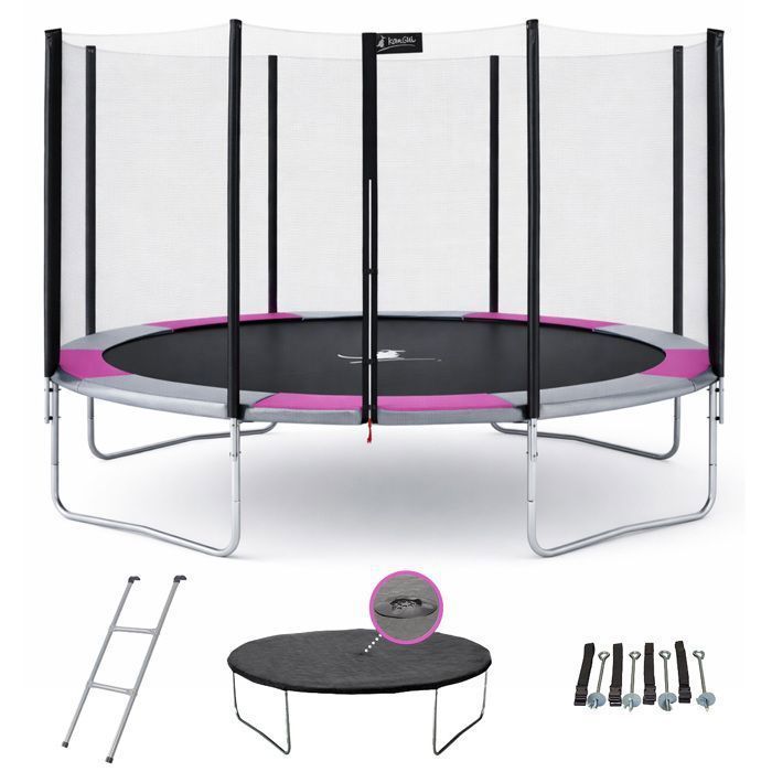 Trampoline KANGUI - RALLI Ø 426‑430 cm – Enfant – XXL – Échelle, Bâche & Kit Ancrage – Certification CE & NF EN 71-14
