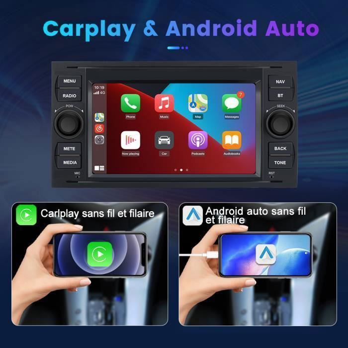 Autorradio AWESAFE Android 13 de 2 GB + 32 GB para Ford Focus C-Max F1esta (2005-2007) con pantalla táctil de 7 pulgadas, CarPlay y Android Auto.
