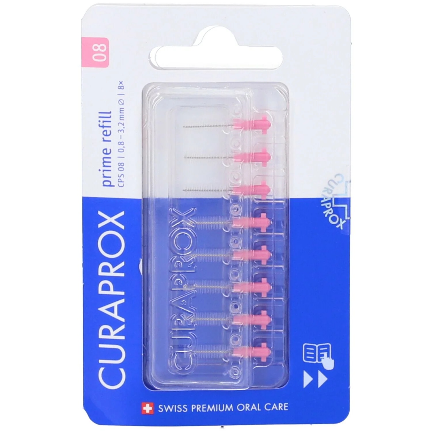CURAPROX Curaprox Cps 08 Prime Ersatzzahnbürste, rosa, 8 Stück
