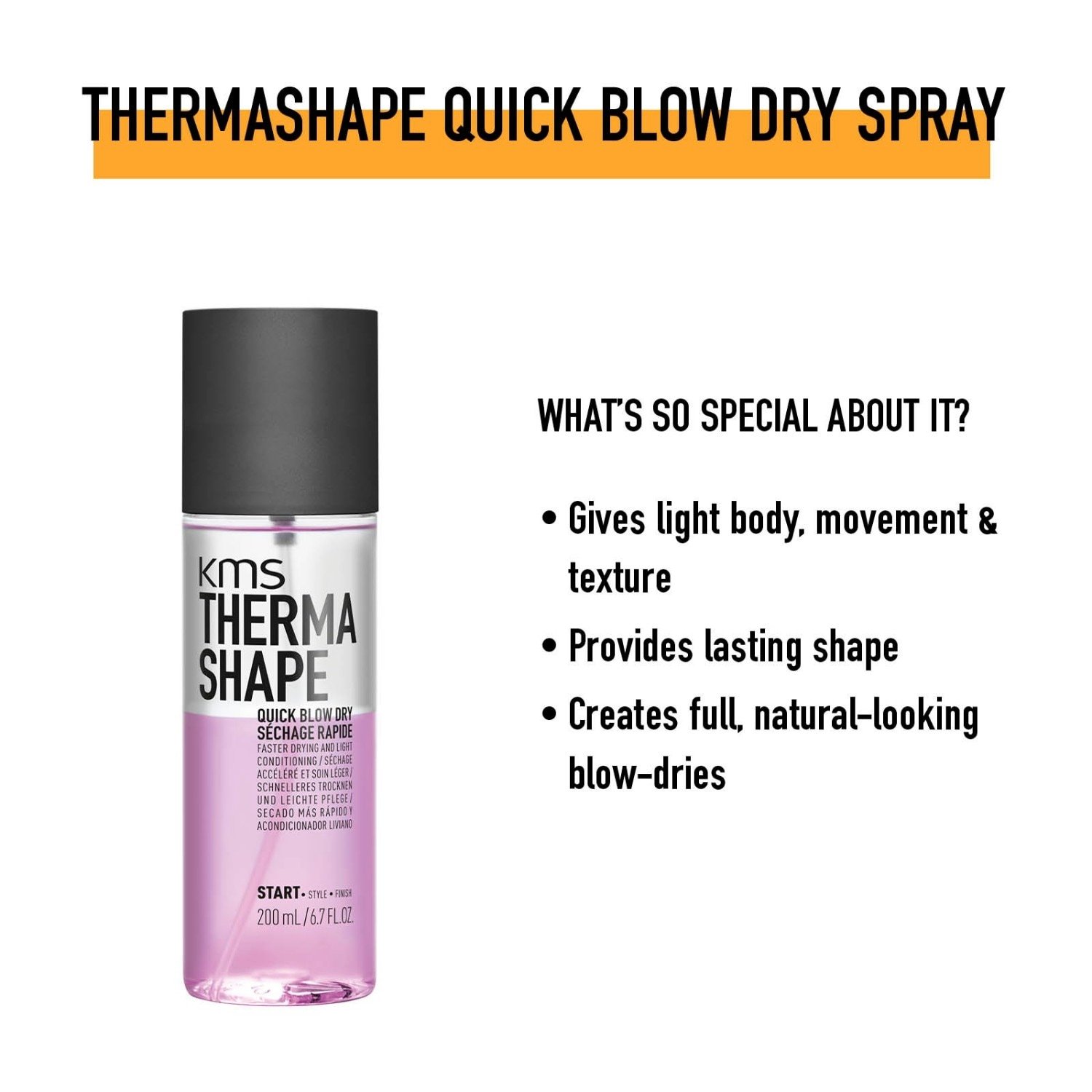 KMS karščio apsaugos kremas ThermaShape Quick Blow Dry - 200 ml