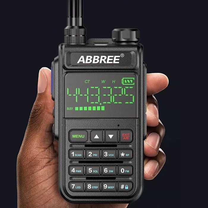Walkie-talkie Abbree AR-518 - Radio de doble banda de 128 canales con pantalla LCD a color, función de emergencia DTMF SOS, color naranja.