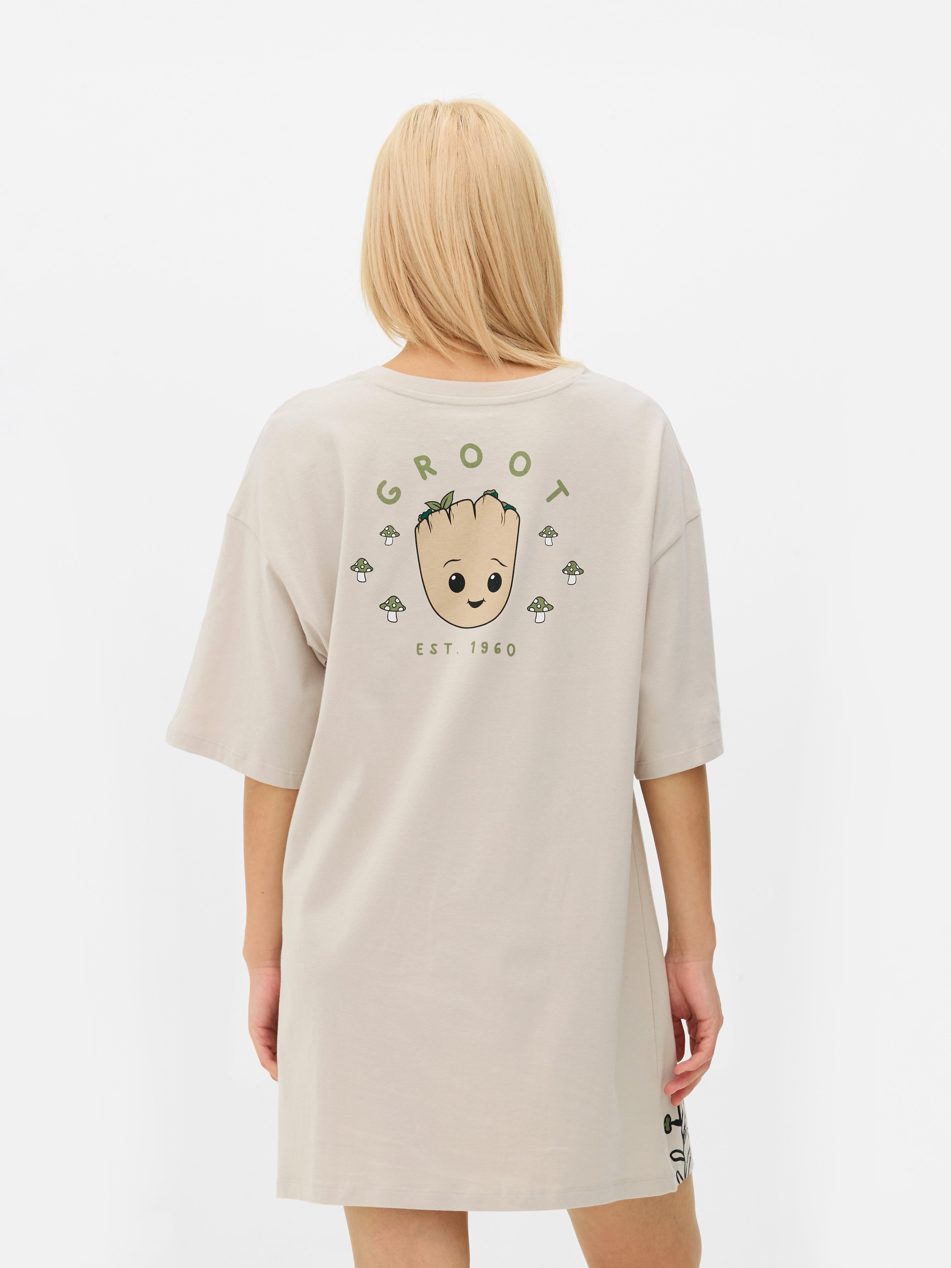 MARVEL Guardians Of The Galaxy Groot Schlafshirt Ein Jersey-Nachthemd mit Rundhalsausschnitt, kurzen Ärmeln und Groot-Motiv