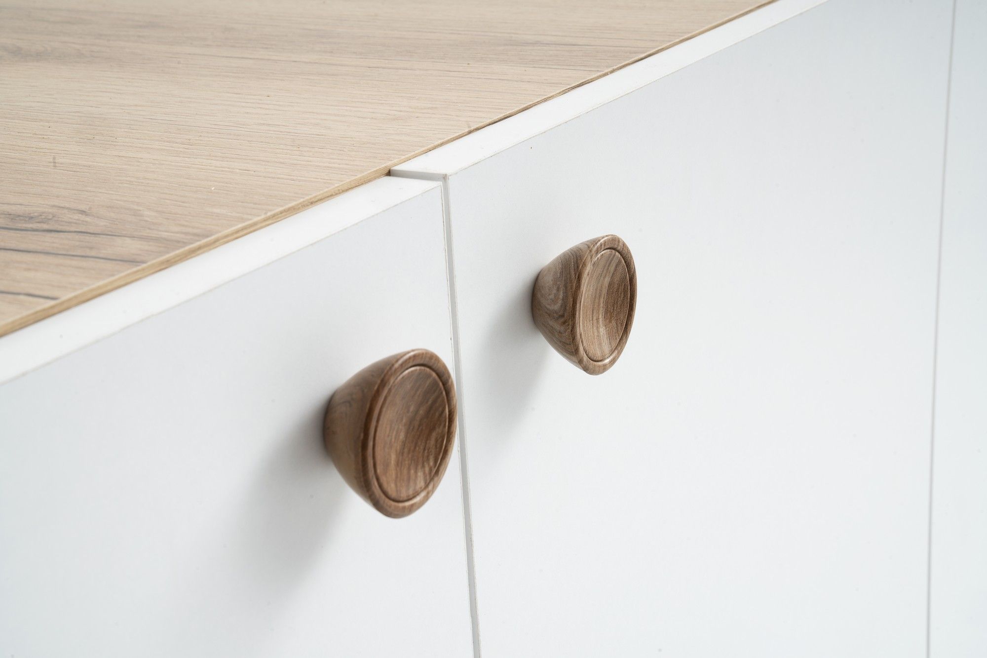 Aparador escandinavo - SUMER - 4 puertas - 180 x 78 x 41 cm - Roble / Blanco