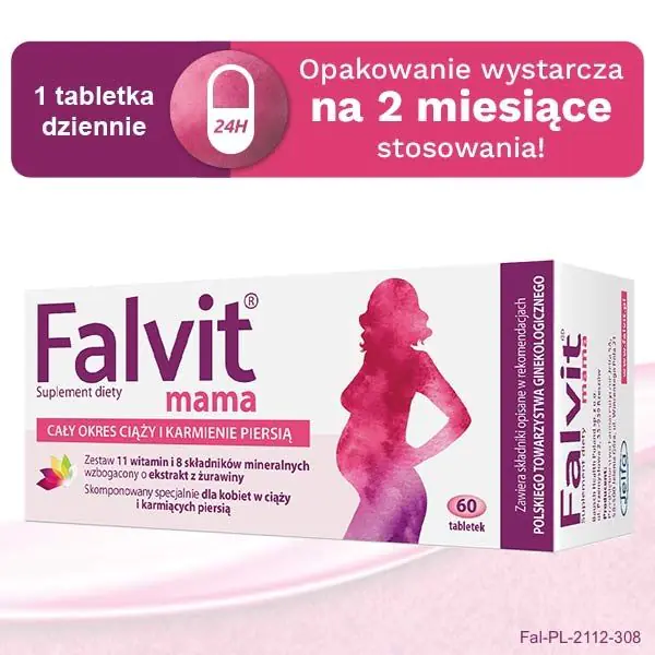 Falvit Mama, Suplement diety na cały okres ciąży i karmienia piersią, Tabletki