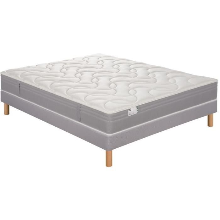 Conjunto de colchón y base de cama SIMMONS de 160 x 200 cm y 26 cm de altura - Muelles ensacados Fullspring - Fabricado en Francia - R-SW3