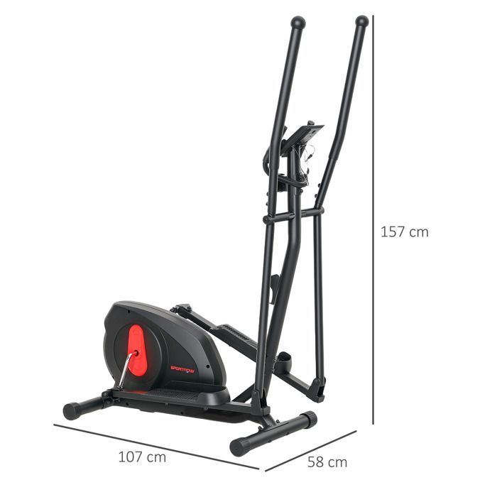Crosstrainer - SPORTNOW - til hjemmebrug - ultra-stille - magnetisk, 8 modstandsniveauer - LED-display, pulssensor - sort