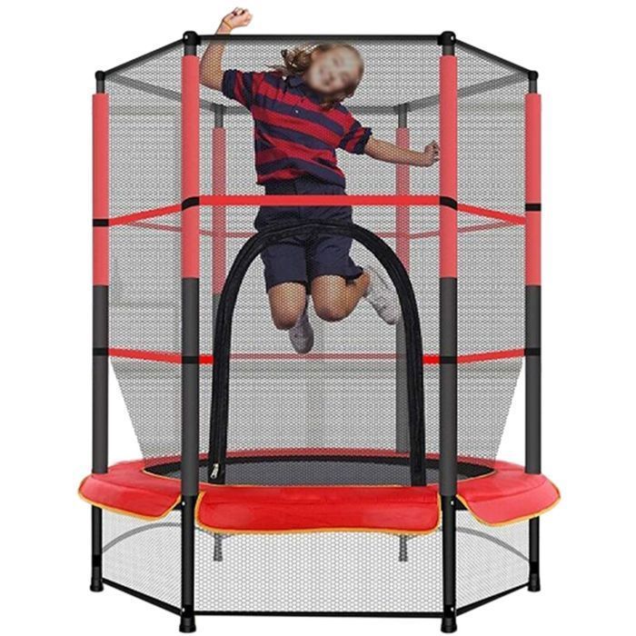 Trampolino per bambini Ø140cm, trampolino per esterni e interni con rete di sicurezza rialzata, telaio in acciaio, trampolino