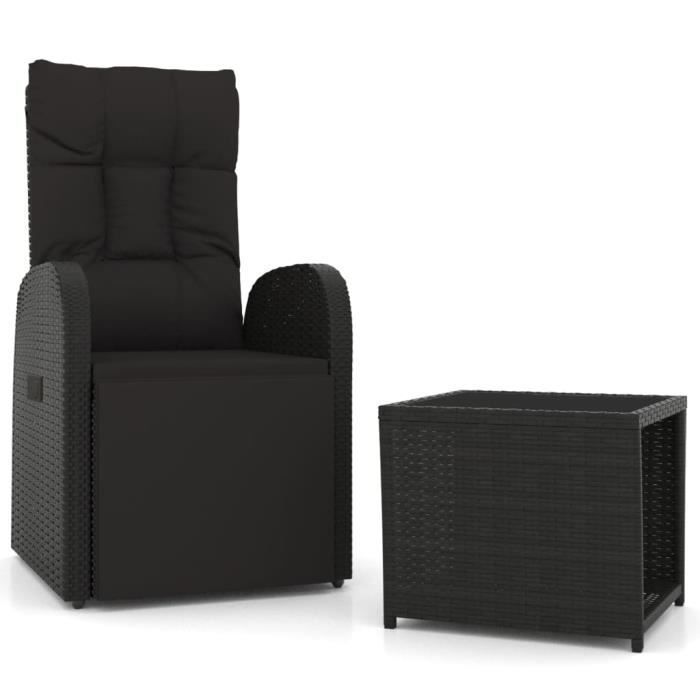 vidaXL Ensemble de salon de jardin 2 pcs noir poly rotin et acier 3157661