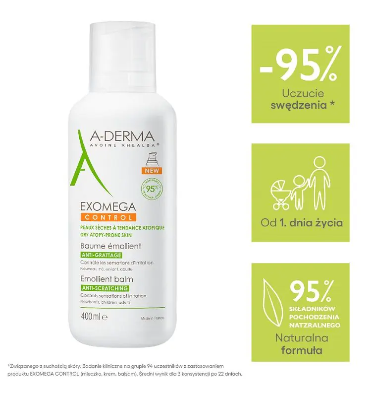 A-Derma Exomega Control Balsam emolient, 400 ml