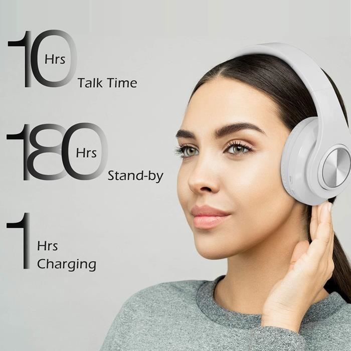 Auriculares inalámbricos Bluetooth | Auriculares estéreo plegables inalámbricos y con cable con micrófono incorporado, modo FM y 20 horas de duración de la batería.