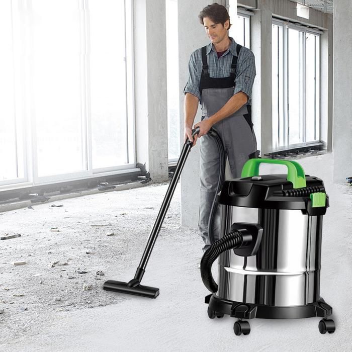 Aspirapolvere verticale senza sacco da 2500 W e 16 litri per solidi e liquidi, aspirapolvere industriale con ruote, resistente e durevole.