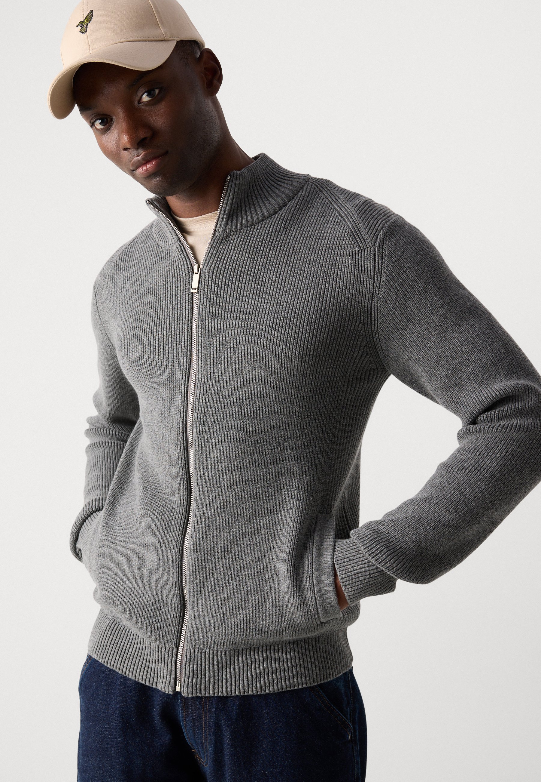 INDICODE JEANS CARDIGAN - Cardigan - lichtgrijs gemêleerd