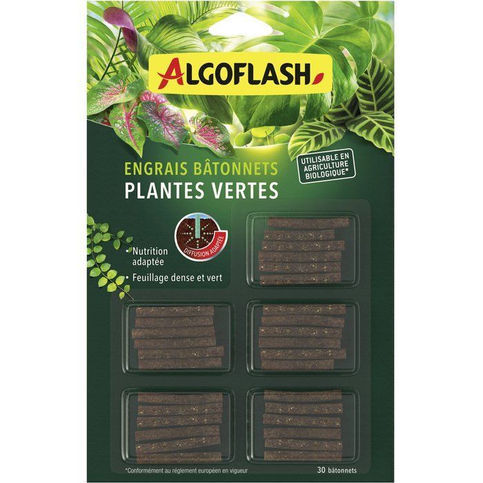 Bastoncini di fertilizzante - ALGOFLASH - Piante verdi - 30 bastoncini - UAB