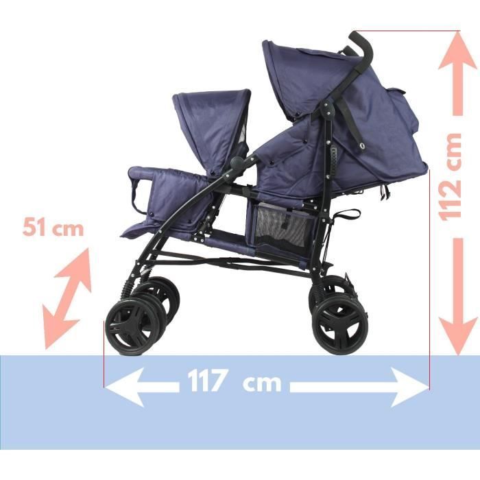 Passeggino doppio BAMBISOL - 6-36 mesi per il sedile anteriore (max 15 kg) e 0-36 mesi (max 15 kg) per il sedile posteriore
