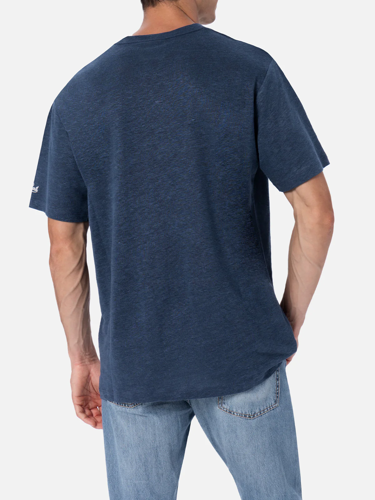 Ecstasea heren T-shirt van marineblauw linnenjersey met zakje