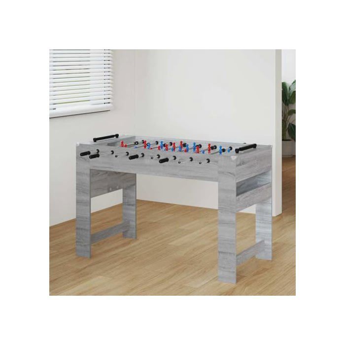 Table de baby-foot - vidaXL - Gris Sonoma - 125x60,5x80 cm - Bois d'ingénierie - Poignées antidérapantes - 22 joueurs