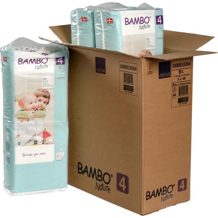 Pañales ecológicos - BAMBO NATURE - Talla 4 - 144 unidades