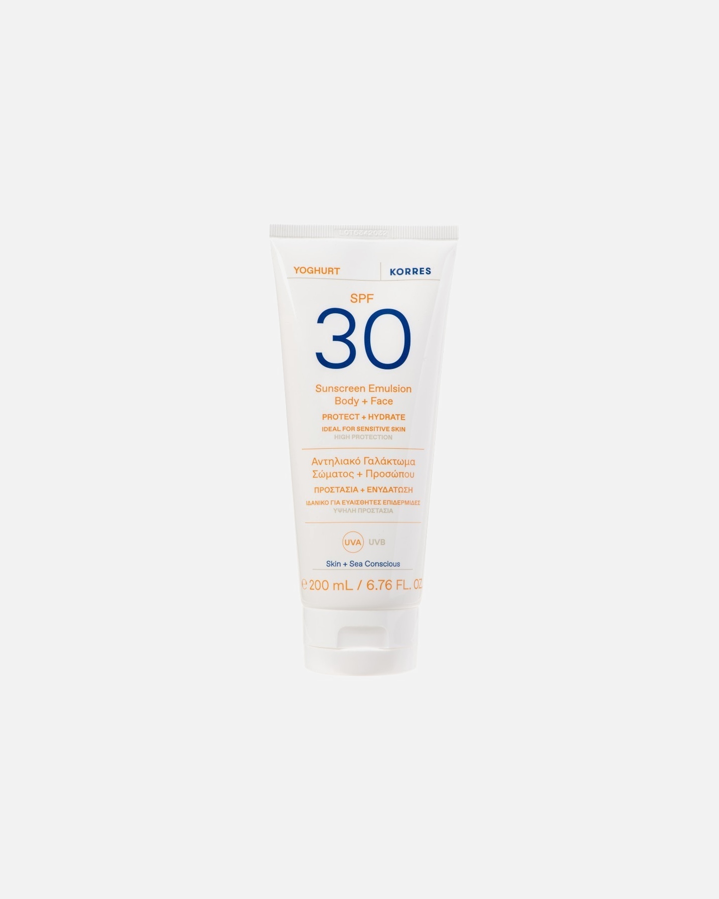 Protector solar facial y corporal con yogur de KORRES SPF 30 - 200 ml