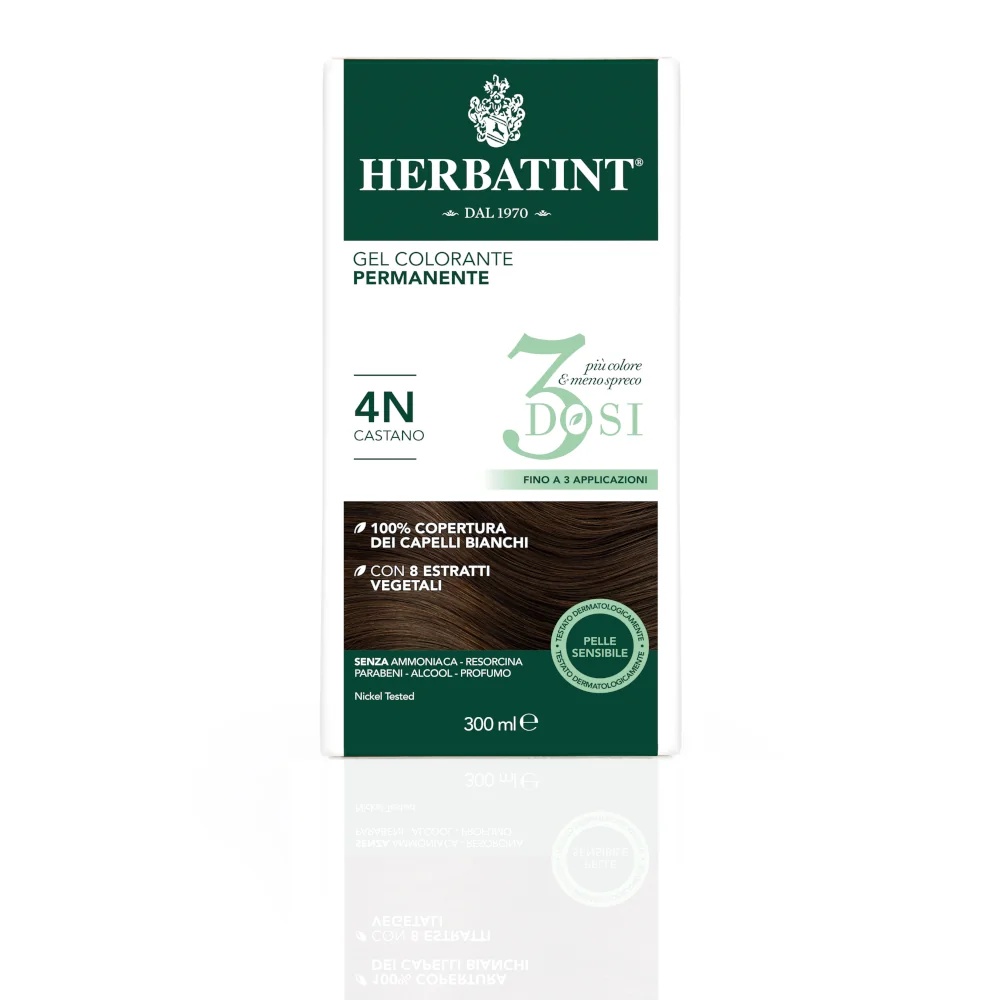 HERBATINT Gel coloration permanente Herbatint 3 doses 4N Brun 300 ml