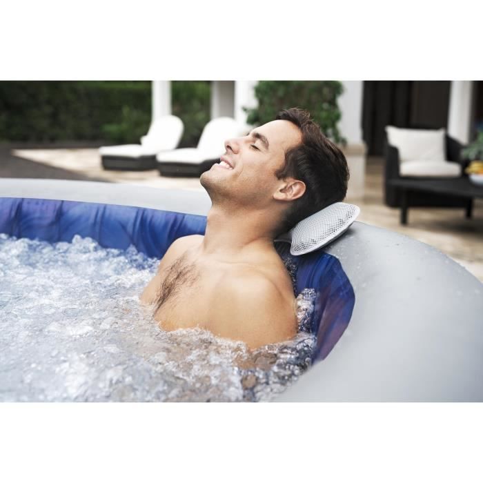 Spa gonflable BESTWAY - Lay-Z-Spa Santorini - 5 à 7 places -Rond (Livré avec 5 appuie-tête rembourrés + 2 LED à eau ColorJet)