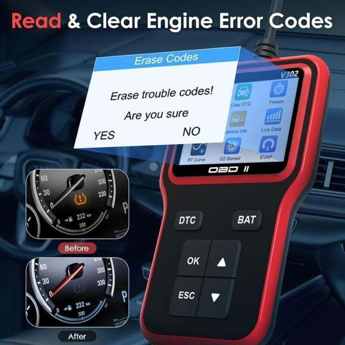 Escáner de diagnóstico OBD2 para automóviles V302, lector de códigos multimarca, herramienta OBDII para automóviles desde 1996.