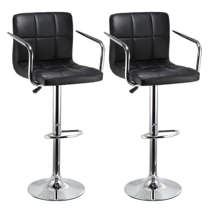 KEDIA Tabouret de bar,Lot de 2,Avec accoudoirs,Réglable en hauteur,noir,Rotatif à 360 °,Robuste et durable,facile à nettoyer