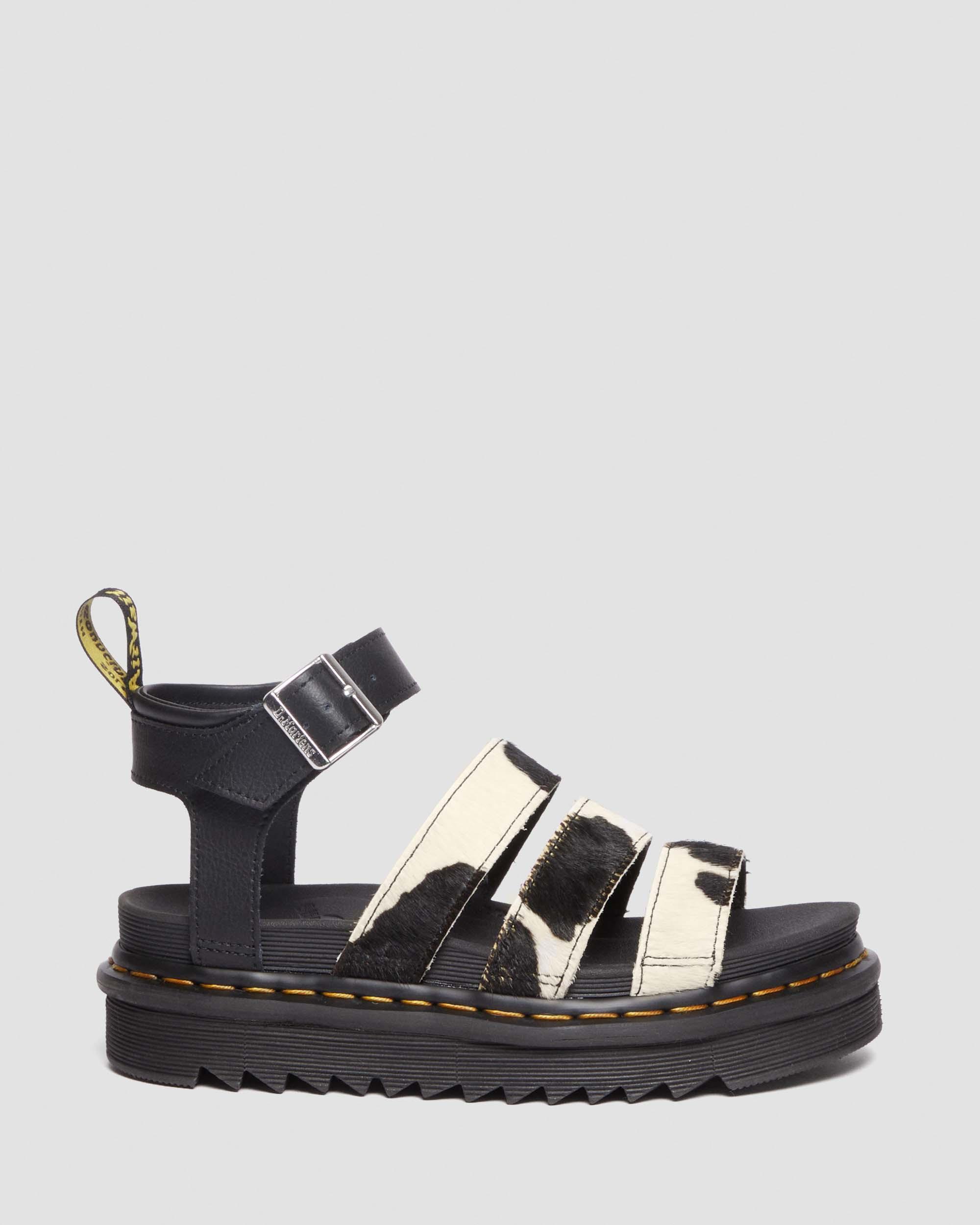 Blaire Hair-On Cow Print Riemen Sandale